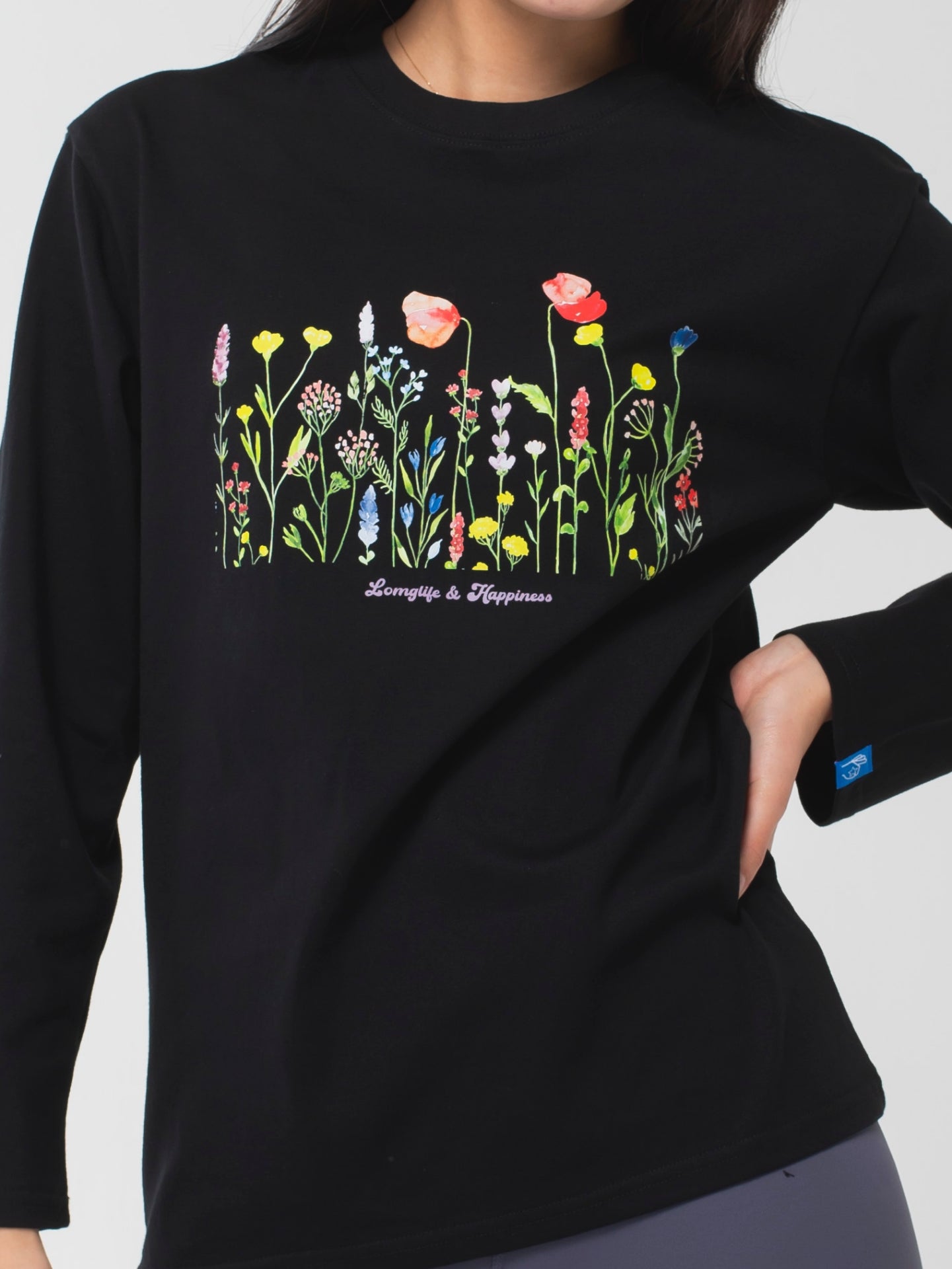 Wildflower Long-Sleeve Tee Black