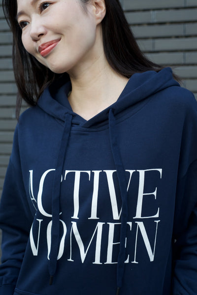 カレッジ ロゴ フーディー レディース Active Women hoodie navy