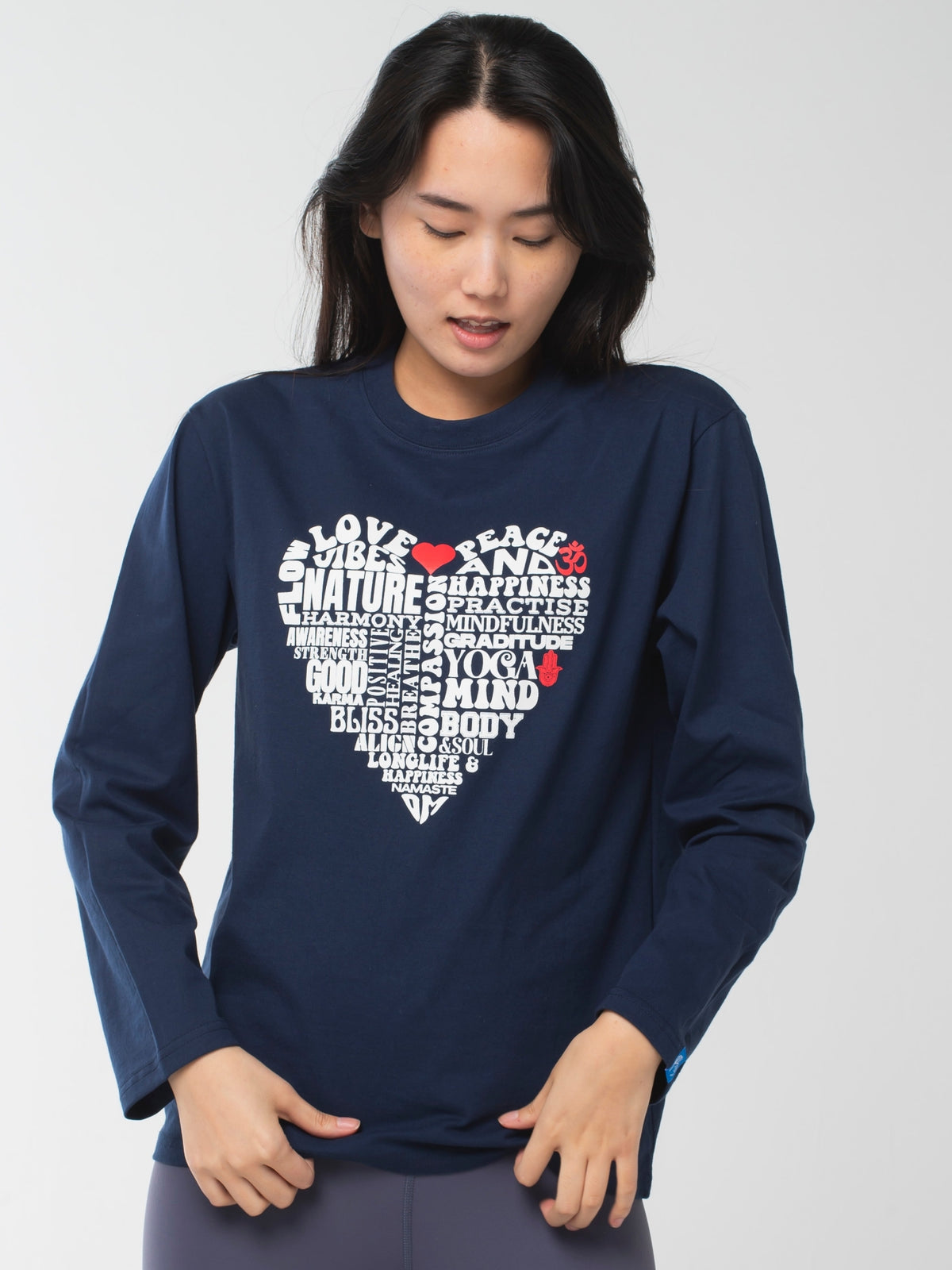 Love &amp; peace Long-Sleeve Tee Navy