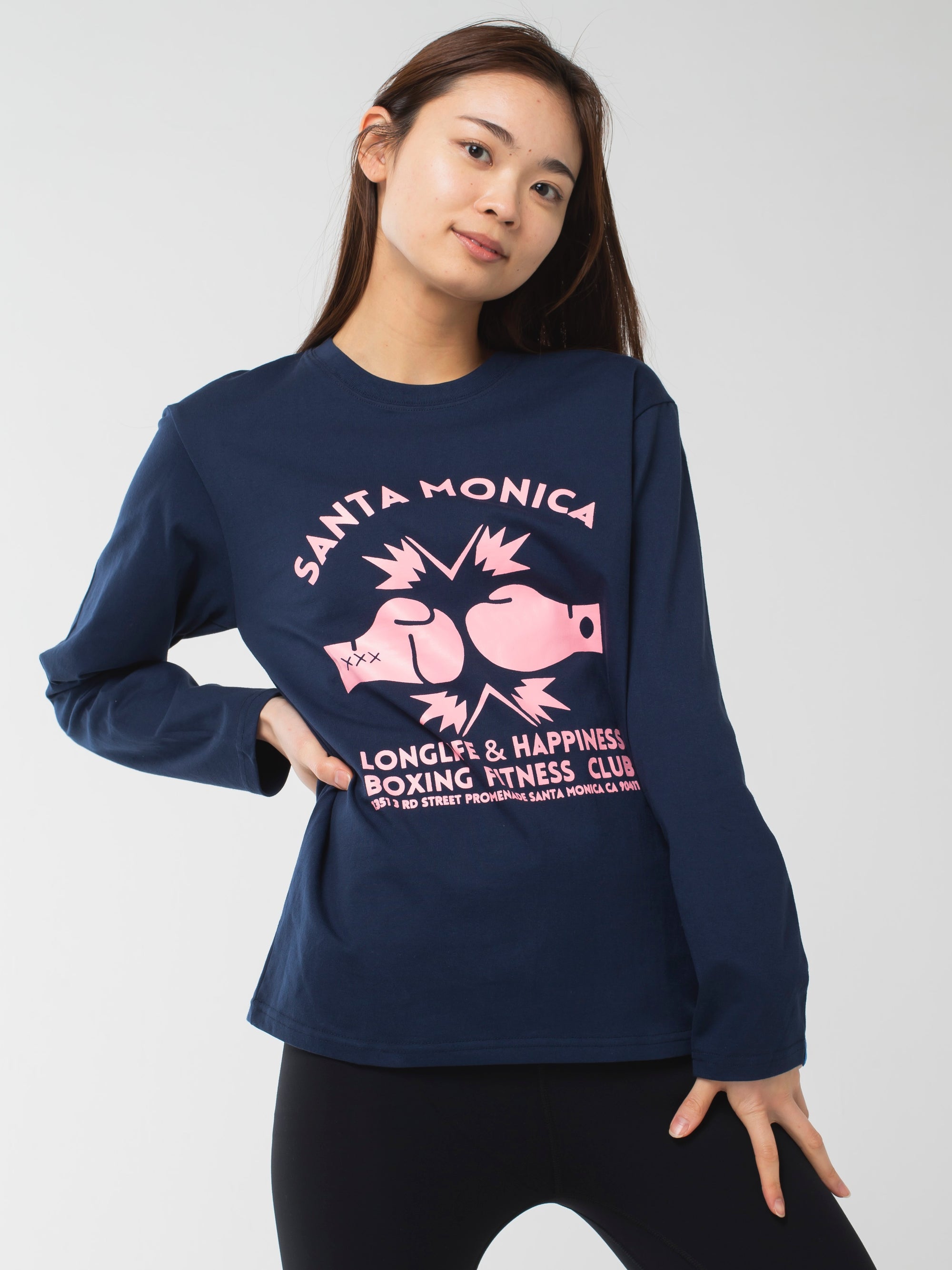 Santa Monica Boxing Gym Long-Sleeve Tee Navy