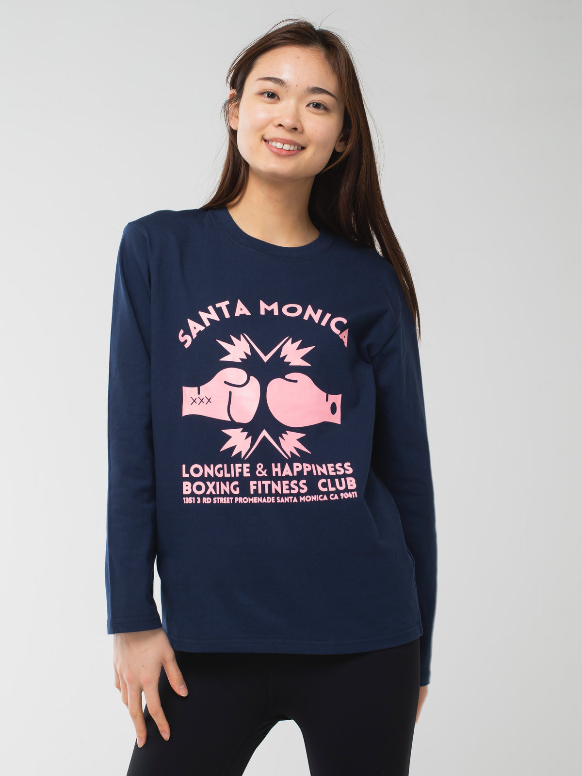 Santa Monica Boxing Gym Long-Sleeve Tee Navy