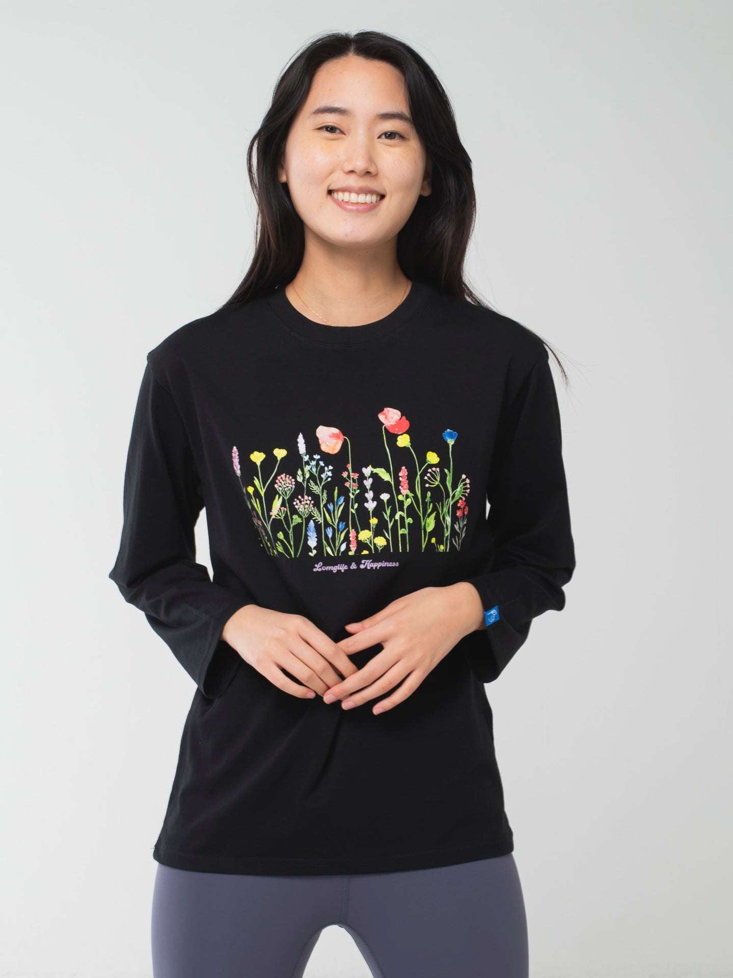 Wildflower Long-Sleeve Tee Black