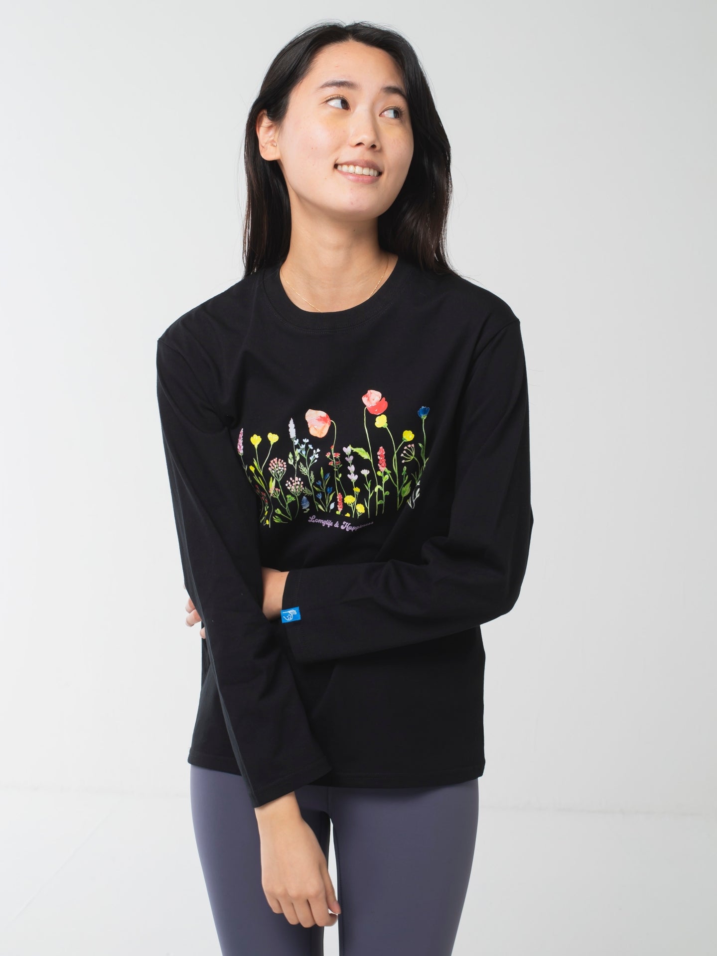 Wildflower Long-Sleeve Tee Black