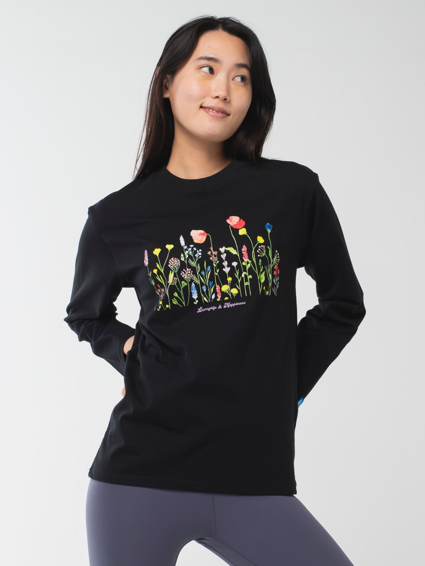 Wildflower Long-Sleeve Tee Black